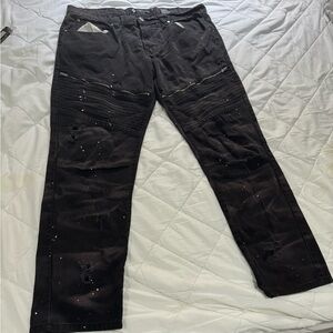 Akademiks Black Galaxy Jeans 34x30 Paint Splatter Biker Style